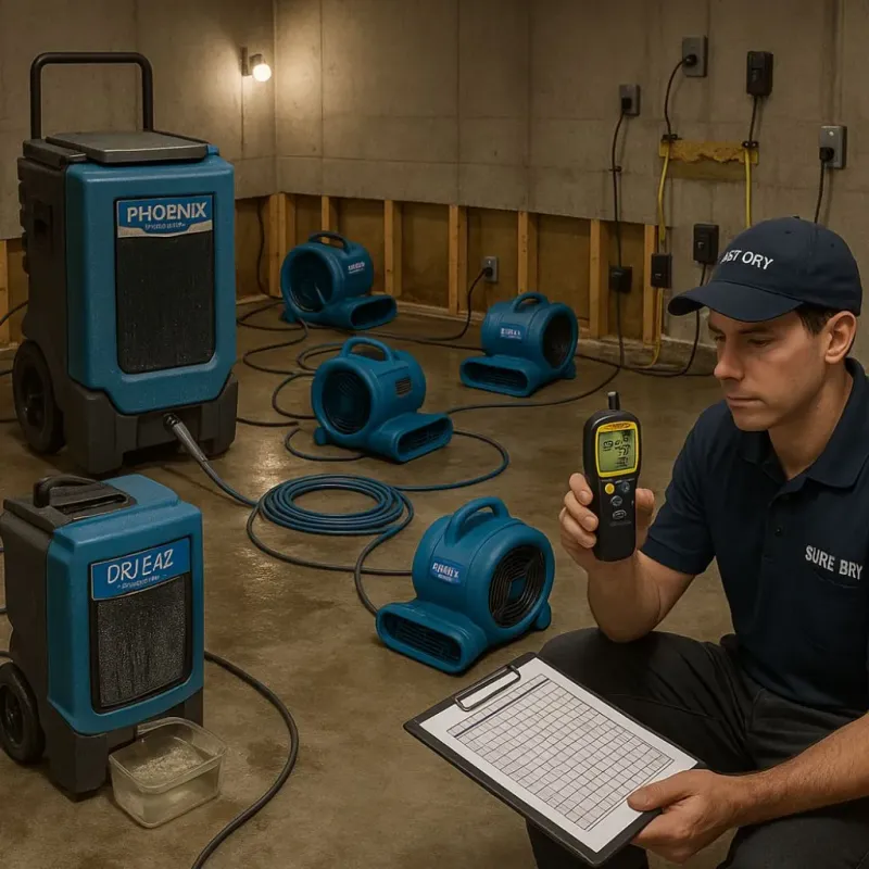 Structural Drying and Dehumidification process in Princeton, MA
